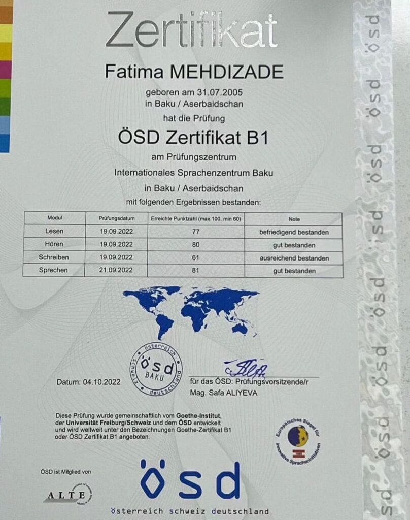 osd test B1 certificate